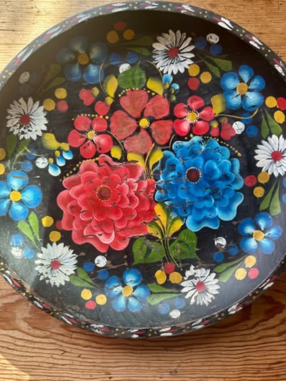 Vintage Mexican Folk Art "Batea" Tray